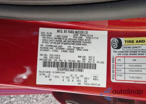 2010 Ford Fusion Sport z USA, uszkodzony, nr VIN 3FAHP0KCXAR159881